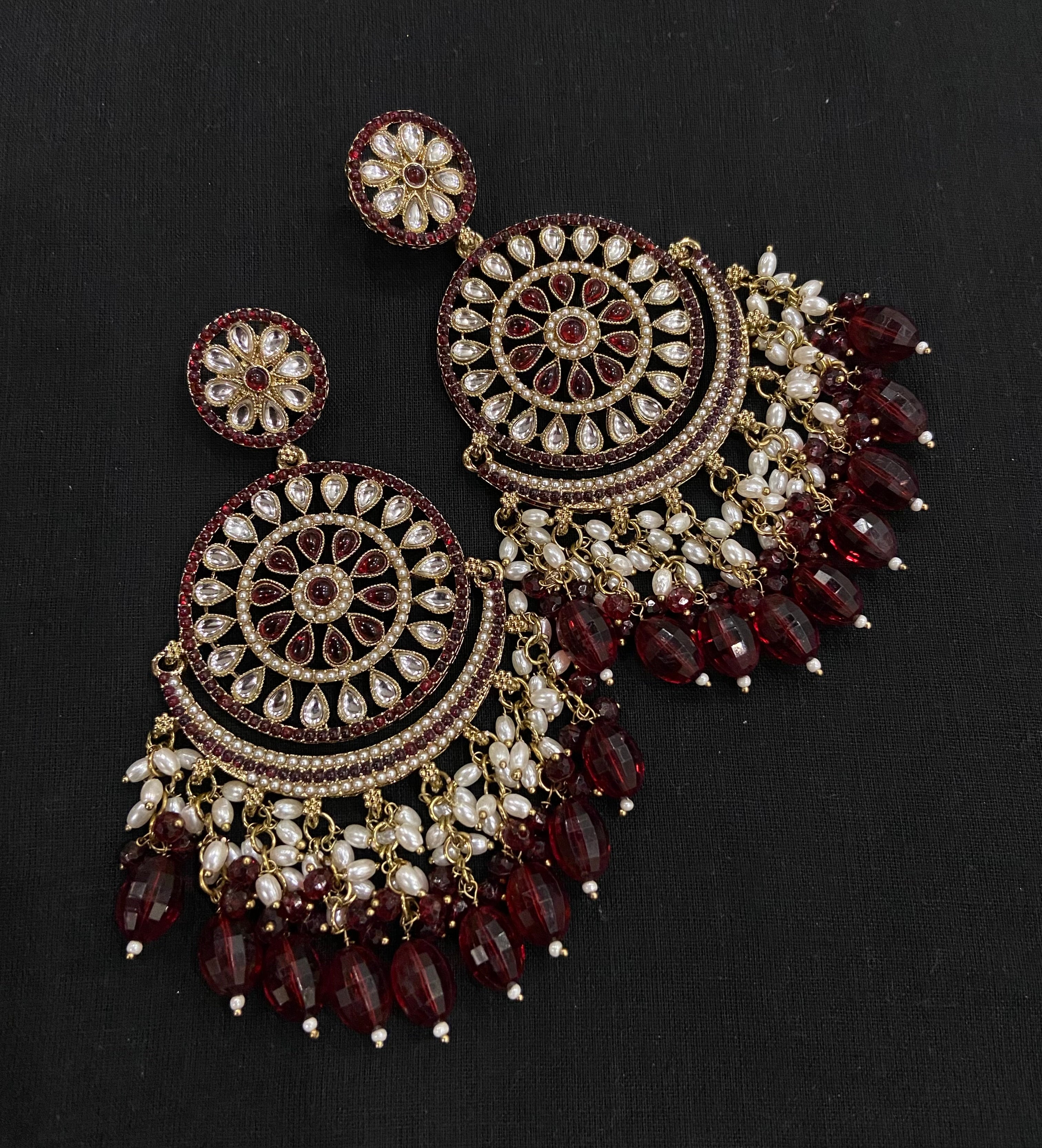 Maroon Chandbali Earrings