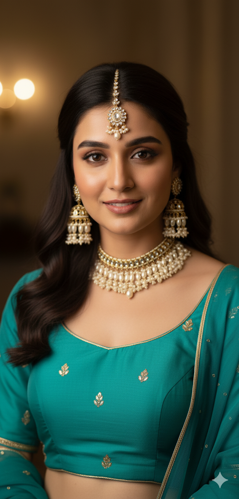 High Quality Designer Sleek & Heavy Look Choker Set With Mang Tikka & Jhumkas