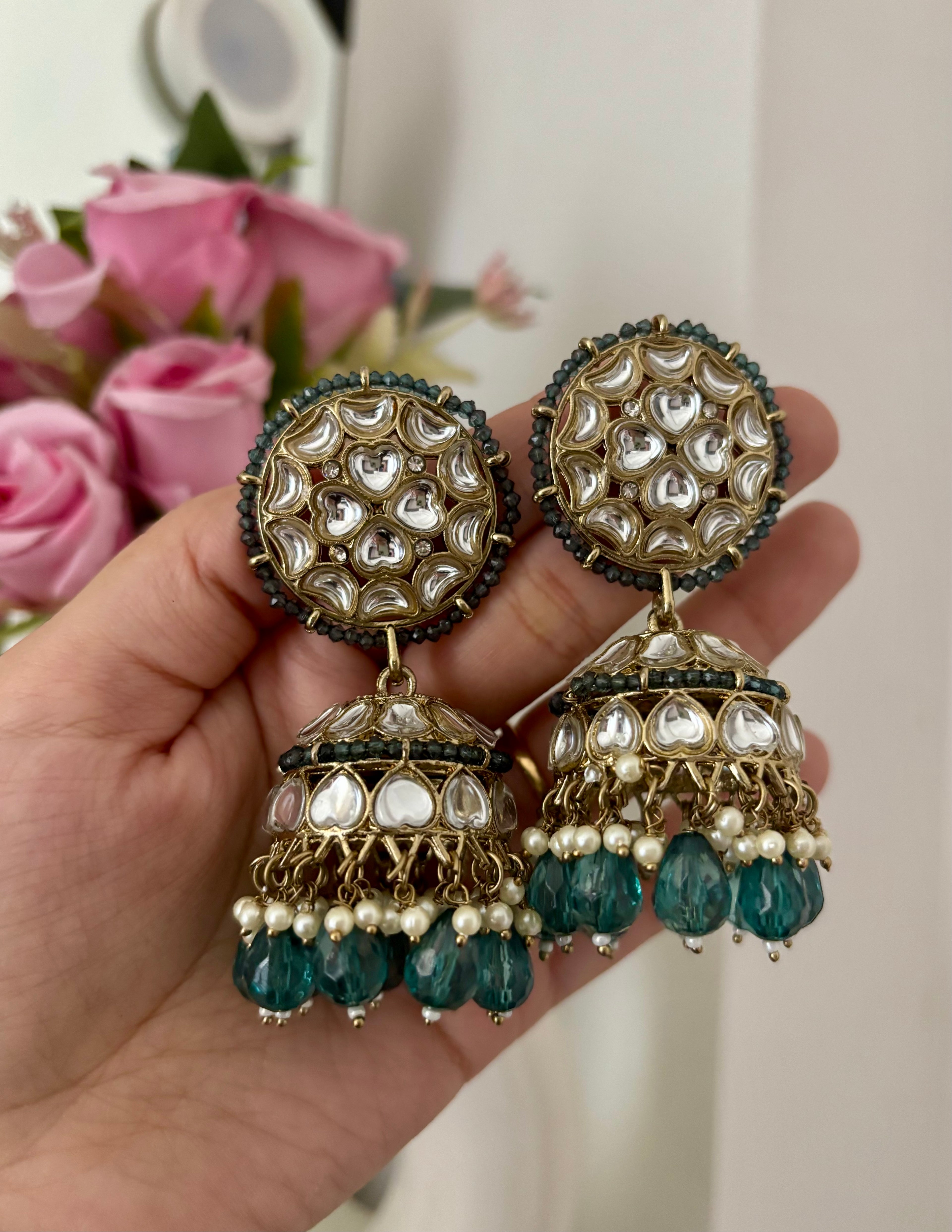 Kundan Cut Jhumkas
