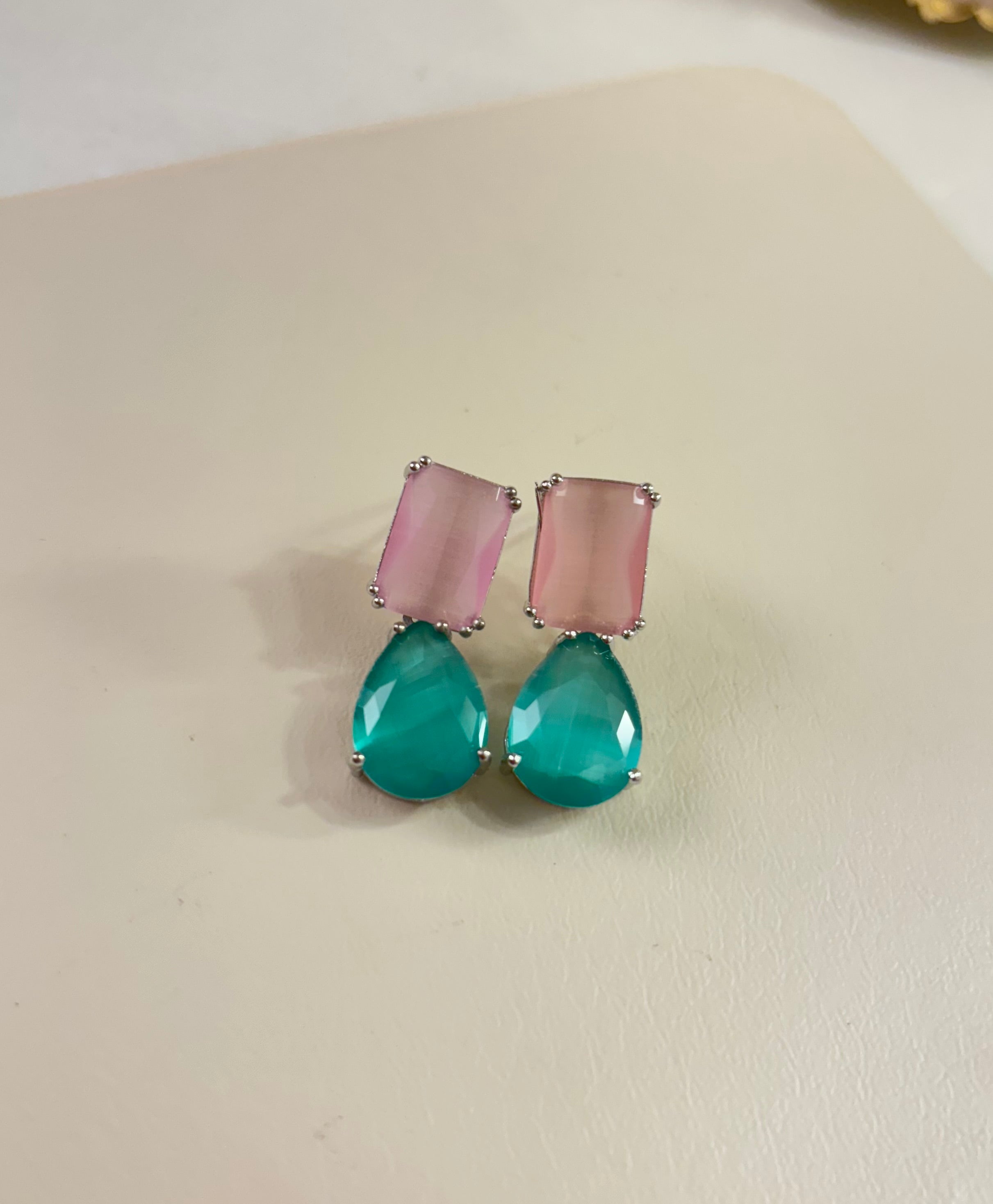 Drop Pink & Turquoise Mix Earrings