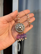 Round Mirror Cut Mang Tikka With Jhumkas & Side Layers
