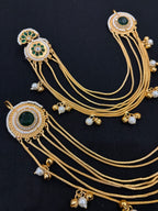 Tara Designer Earrings With Side Layers ( Green )