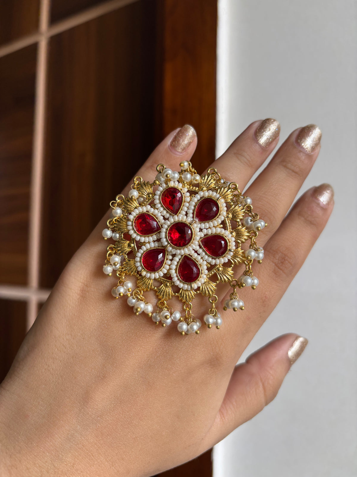 Flower Ruby Adjustable Ring