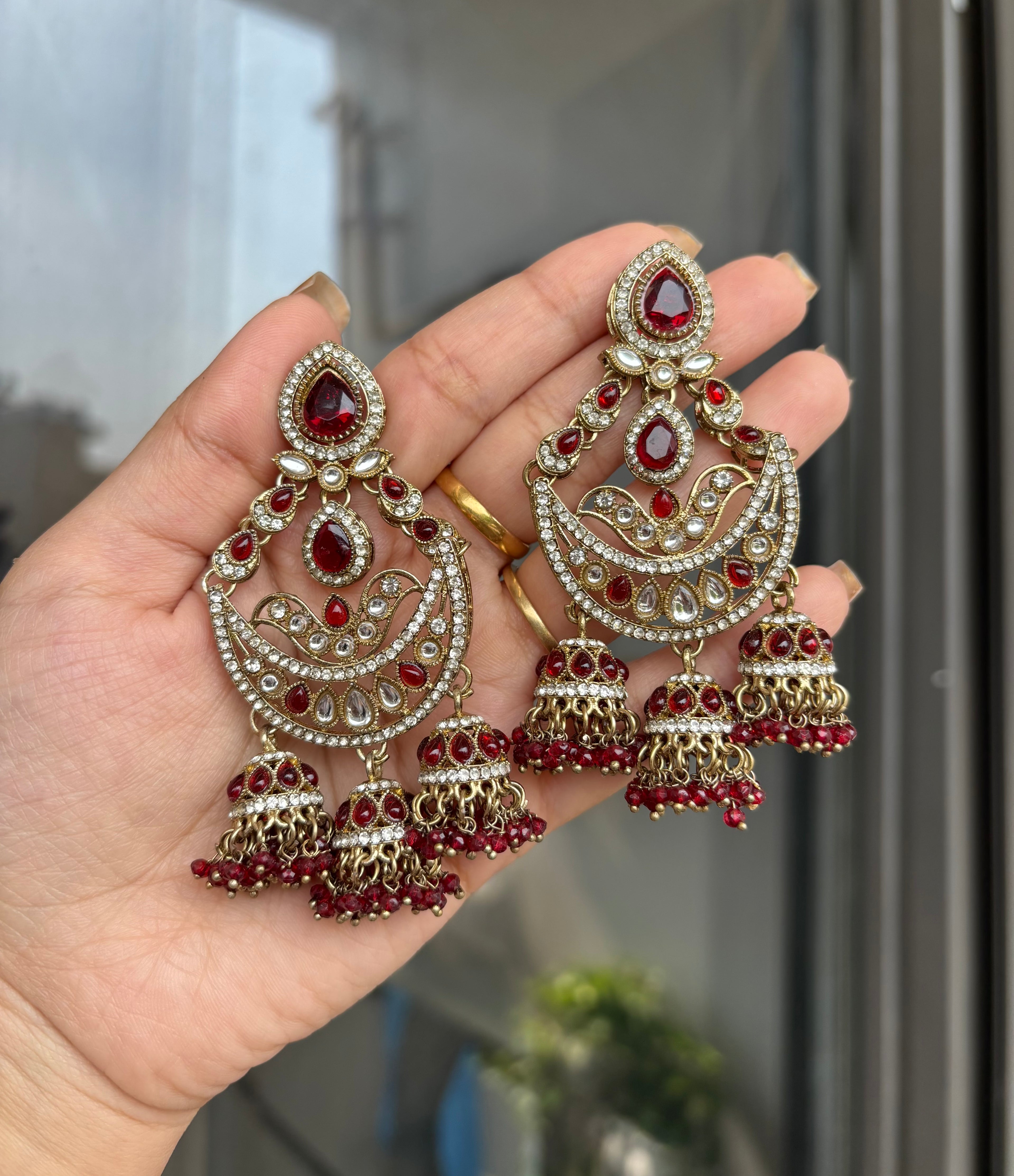 Tanisha Earrings Maroon