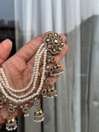 Ivory Stud Earrings With Side Layers In Jhumkas Touch ✨