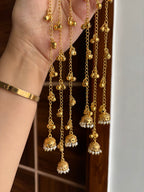 Maroon Flower Long Layer Ghungroo Earrings