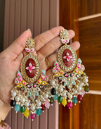 High Quality Designer Meenakari Work Long Earrings