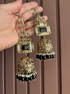 Champa Heavy Look Jhumkas With Sahara (Black)