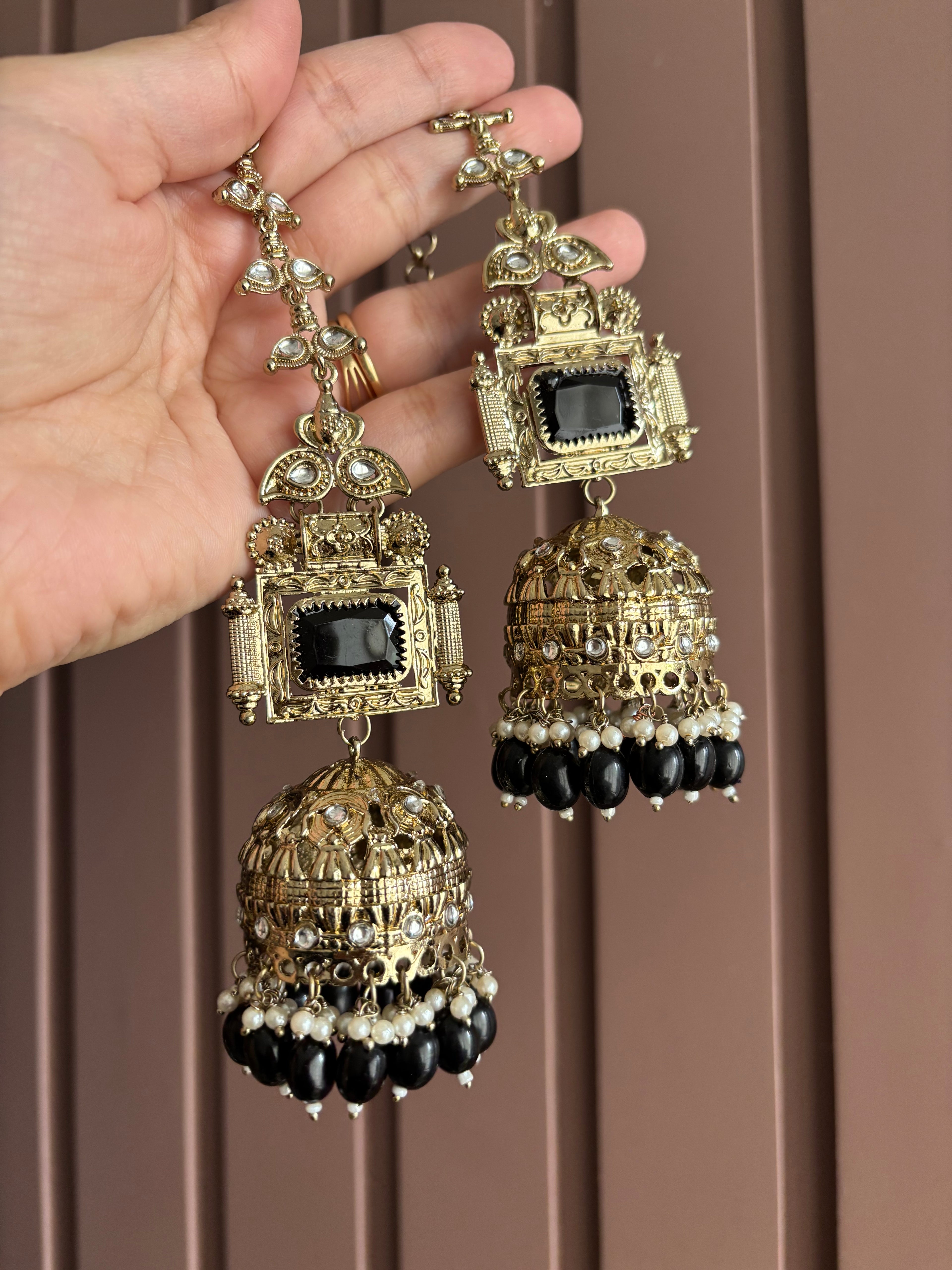 Champa Heavy Look Jhumkas With Sahara (Black)