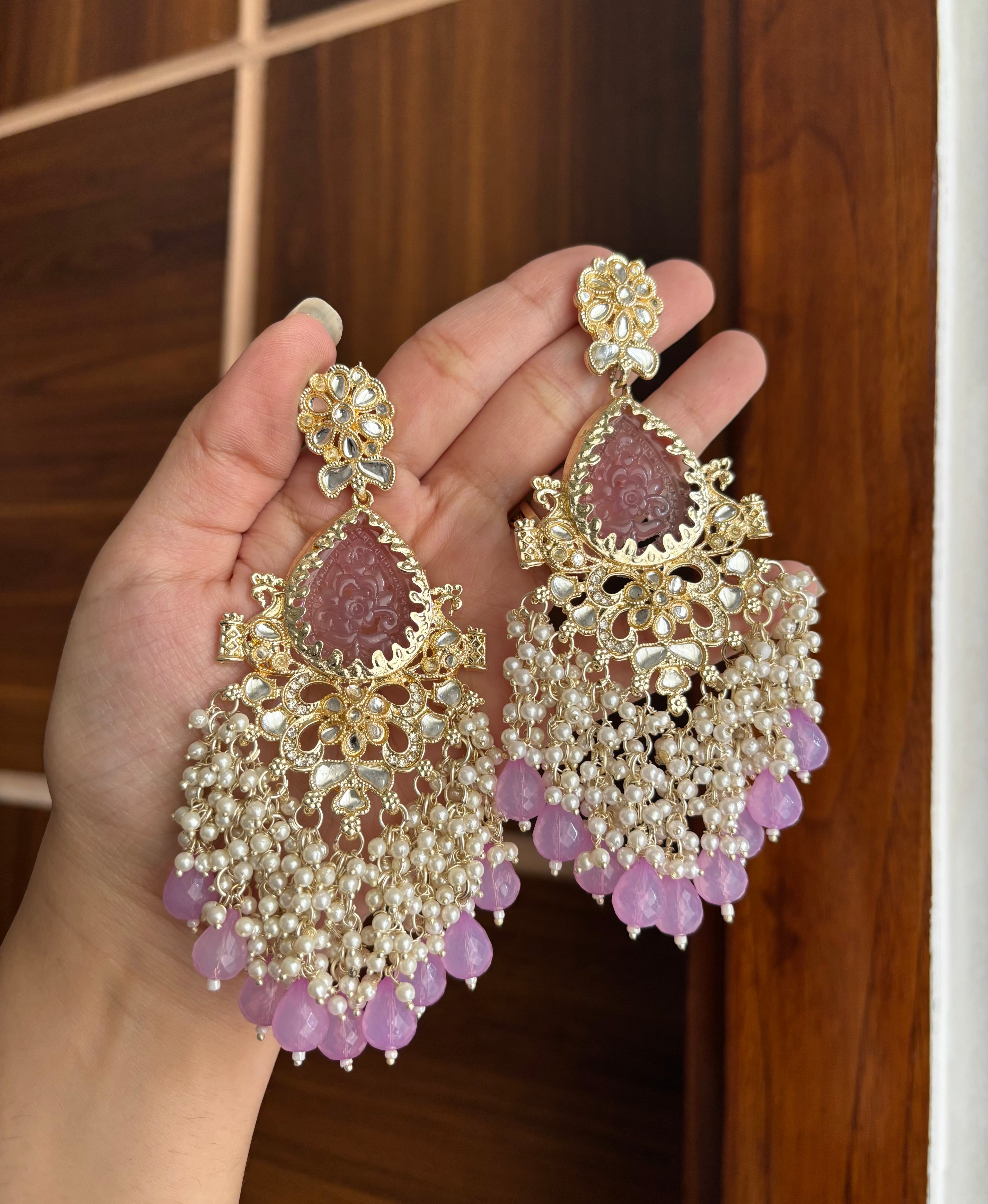 High Quality Designer Long Earrings ( Lavender )
