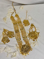 Royal Punjabi Style Gold Look Like Rani Haar With Mang Tikka Long Earrings & Jhumar