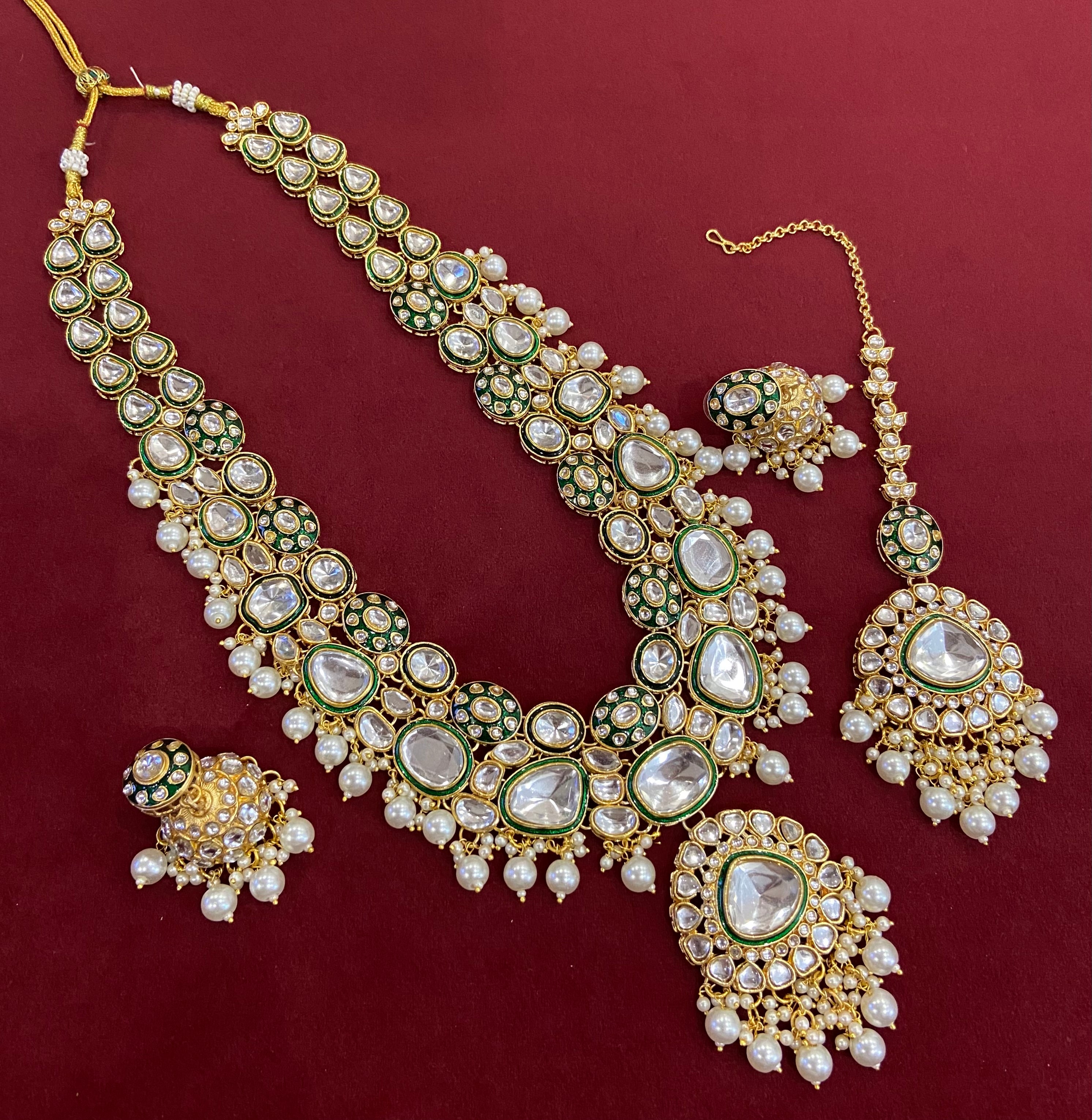 The Long Pearl Rani Haar With Mang Tikka & Jhumkas