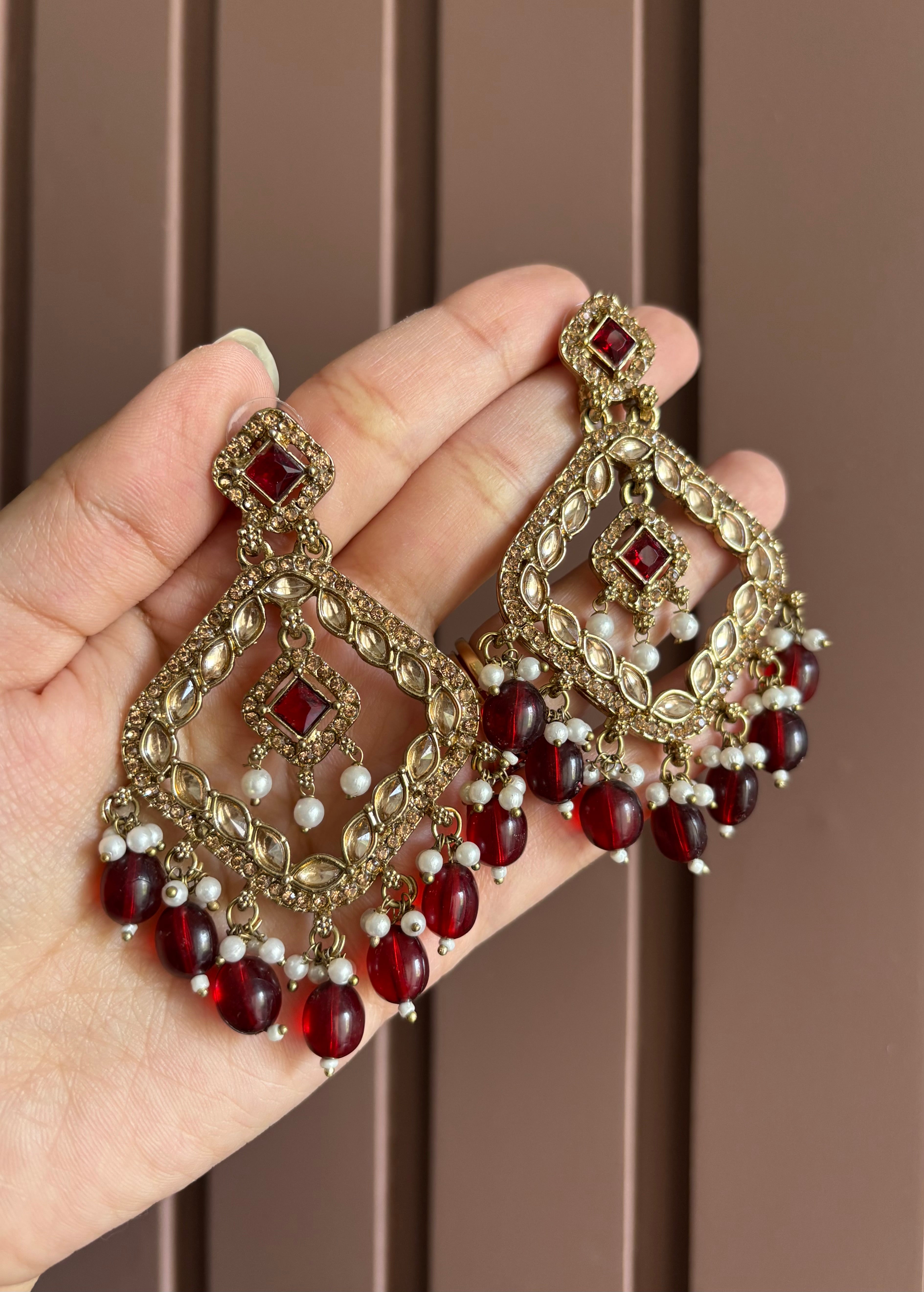 High Quality Designer Maroon Earrings