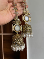 Champa Heavy Look Jhumkas With Sahara (Pearl)