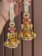 Shazia Premium Kashmiri Earrings With Pearls Touch Sahara (Dark Pink)