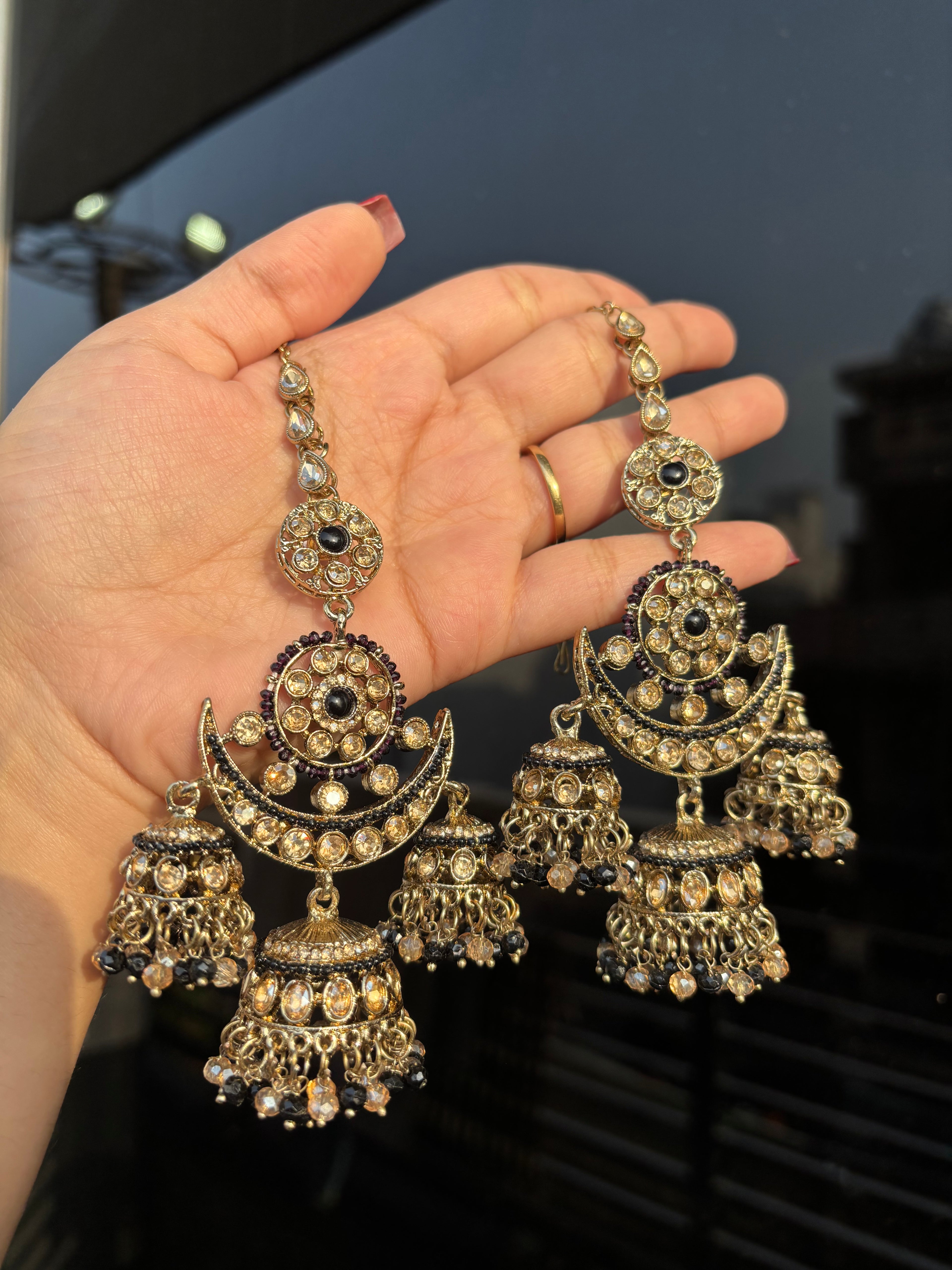 Deepika Black Earrings With Sahara Touch