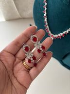 Elizabeth American Diamond Necklace With Earrings (Ruby)