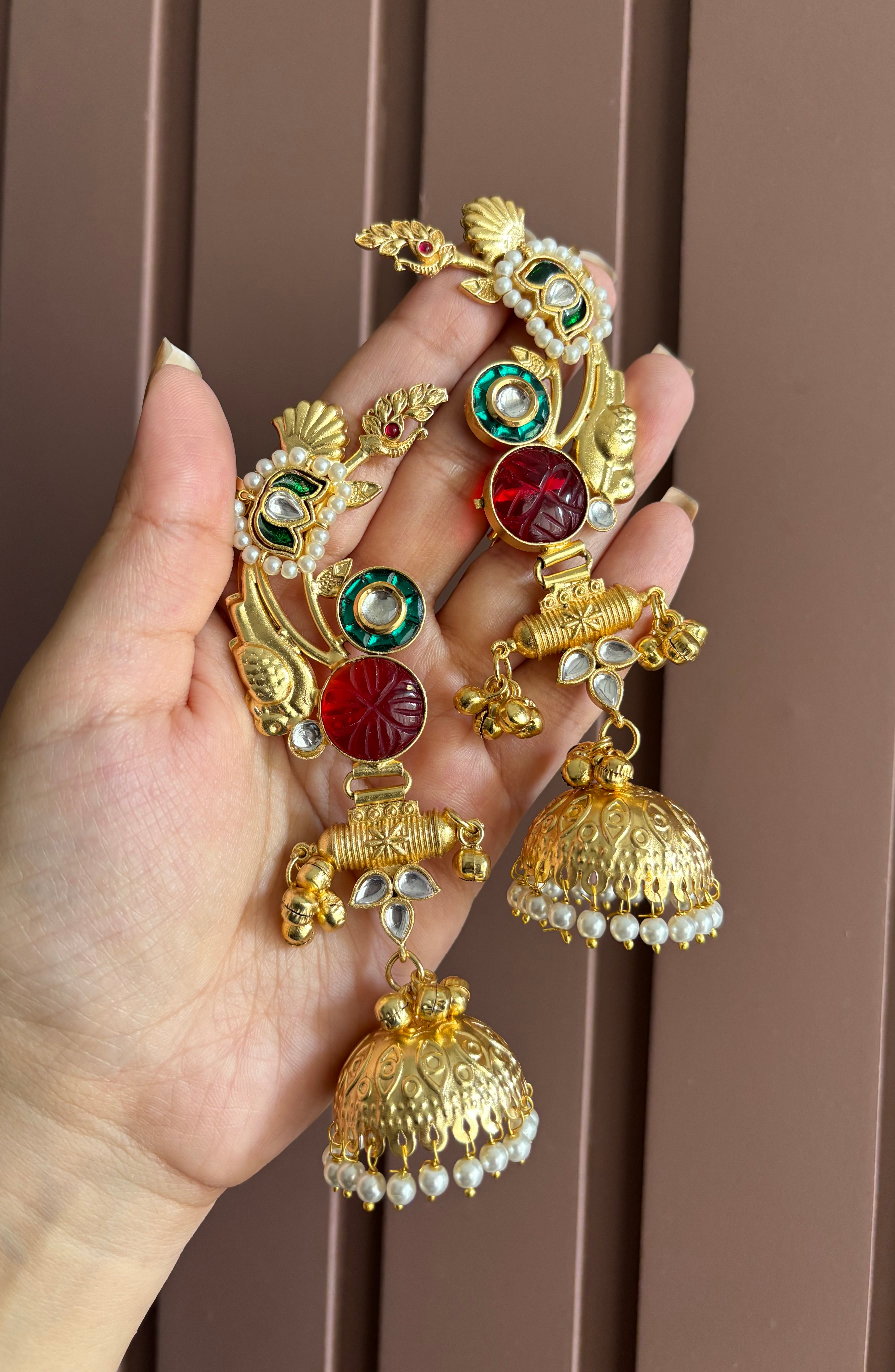 Jasleen Brass Earcuff (Ruby)