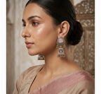 Silver & Golden Double Tone Touch Tri Jhumkas