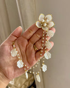 White Rose Petal Earrings