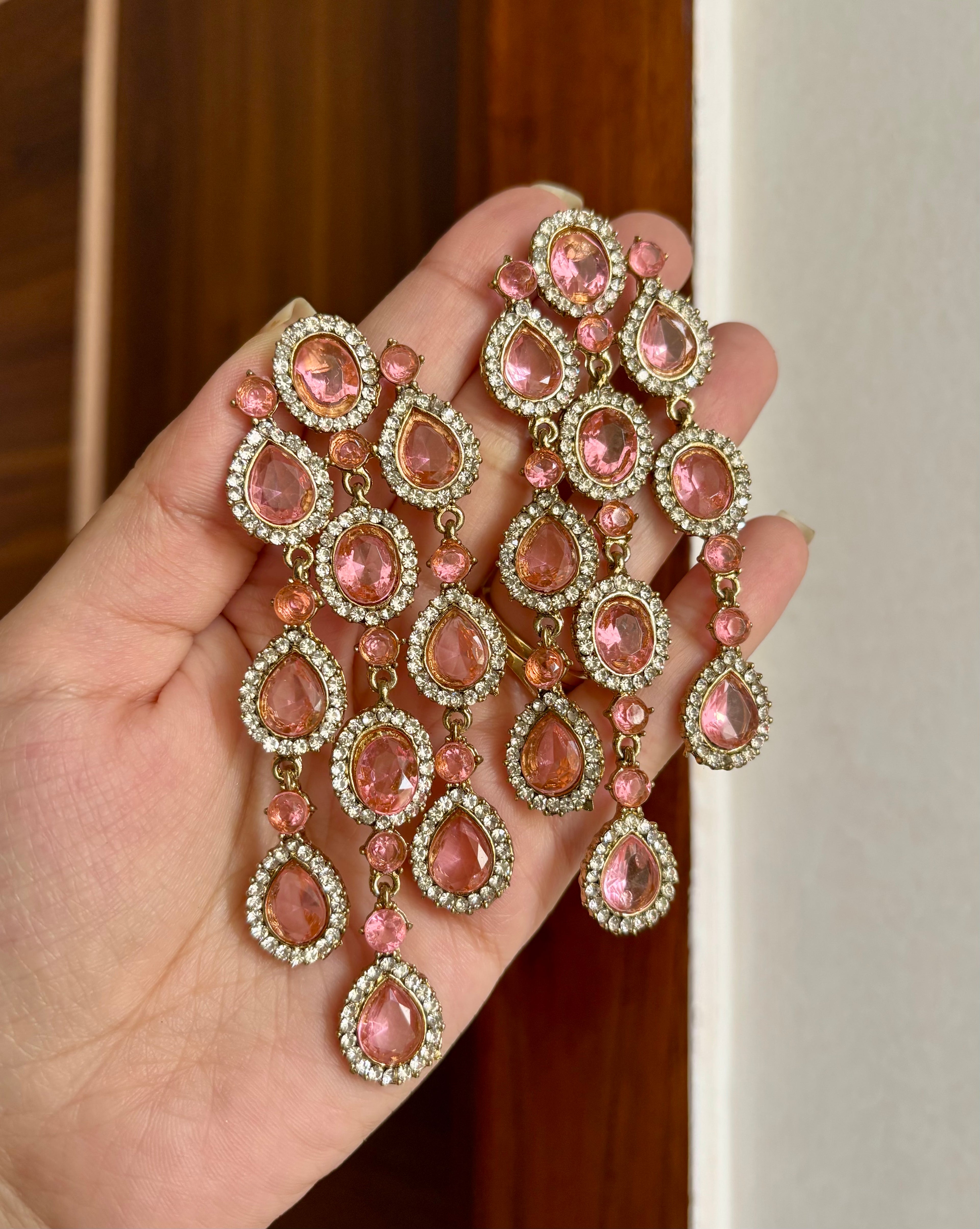 Long Designer Baby Pink Danglers