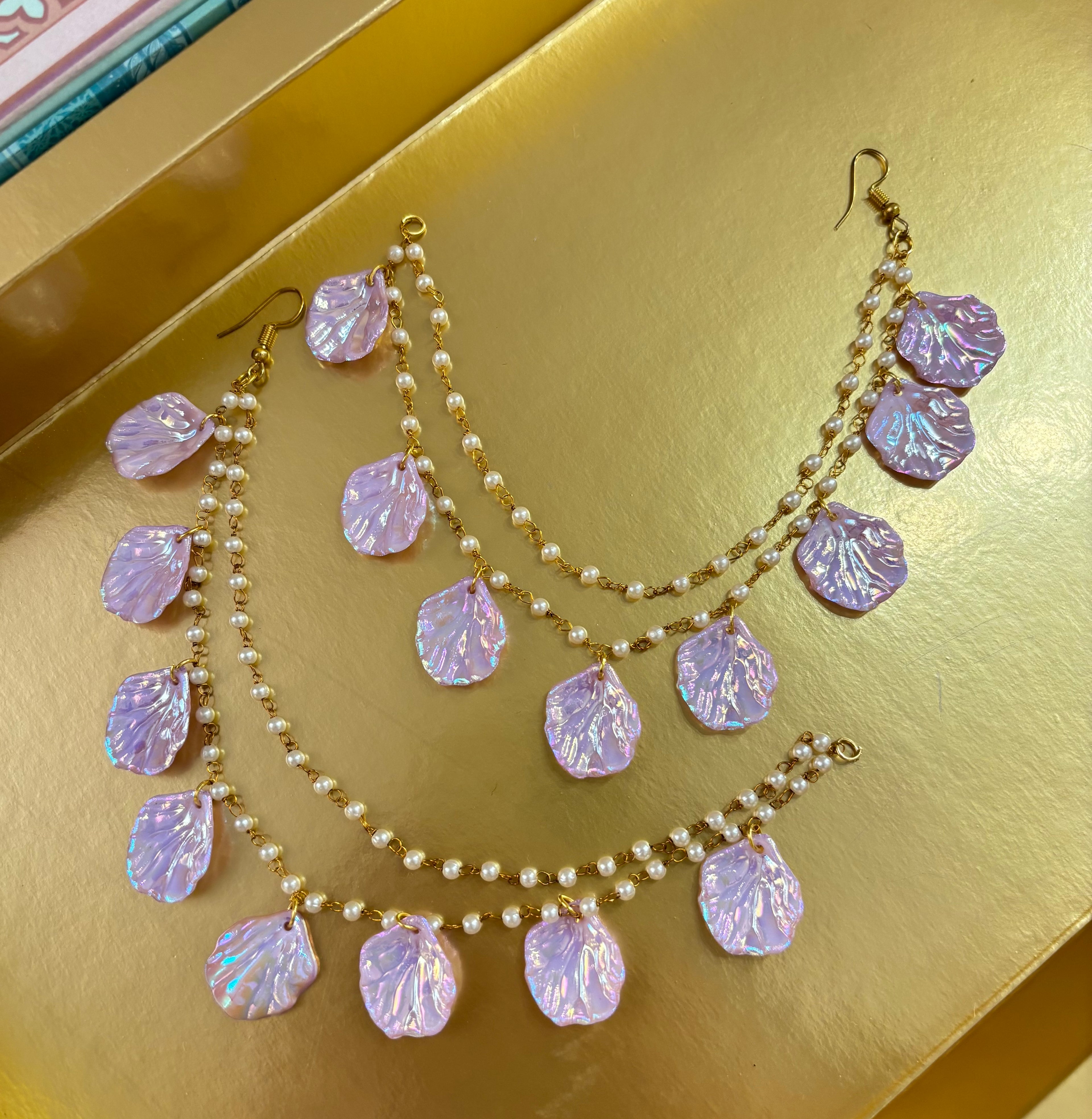 Lavender Rose Petal Earrings