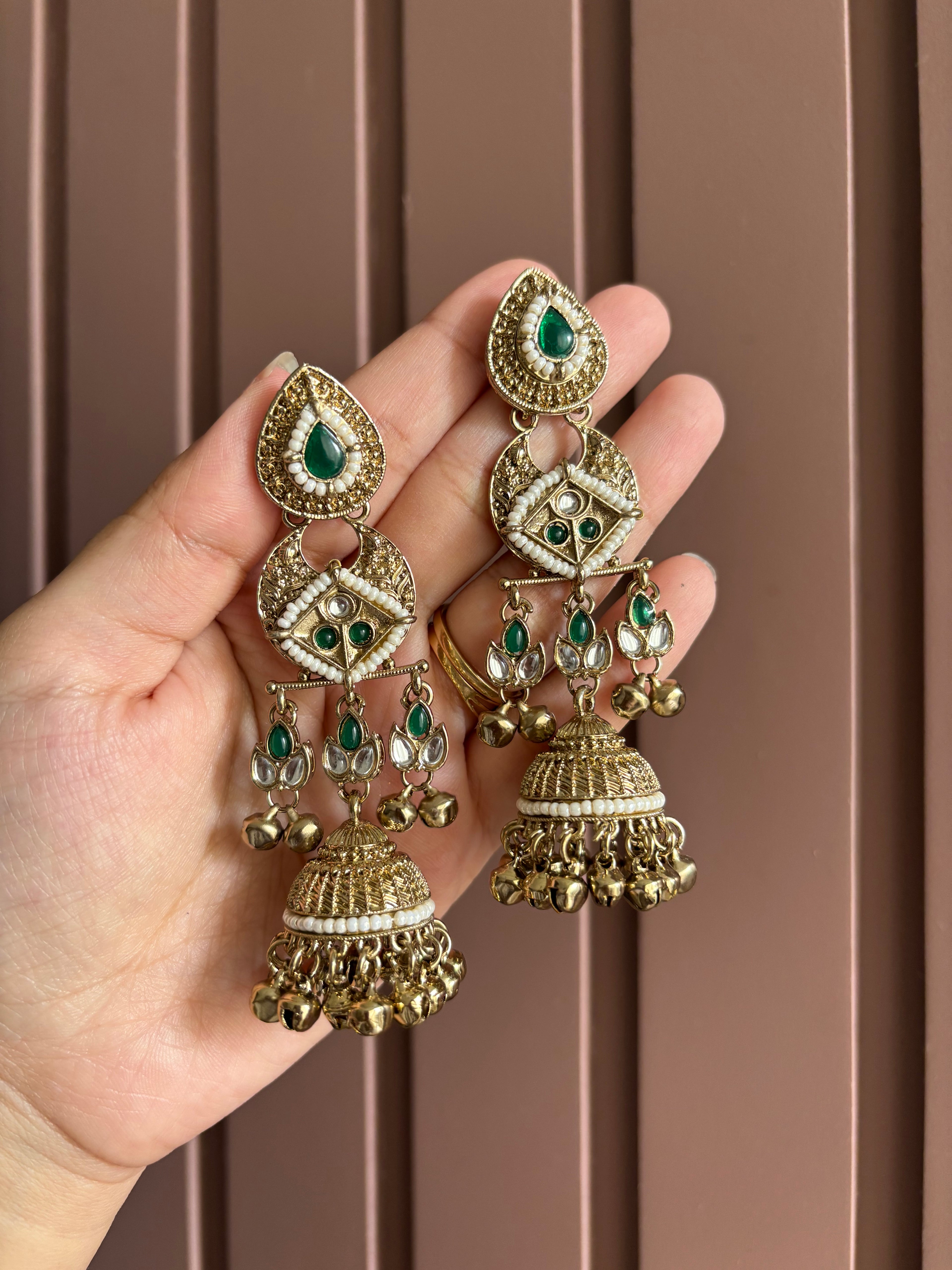 Mannat Ghungroo Jhumkas (Green)