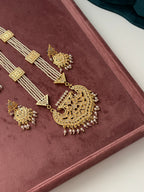 Punjabi Style Long Jadau Haar With Mang Tikka & Earrings Design-2