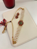 Round Choker Set In Pearls Touch With Stud