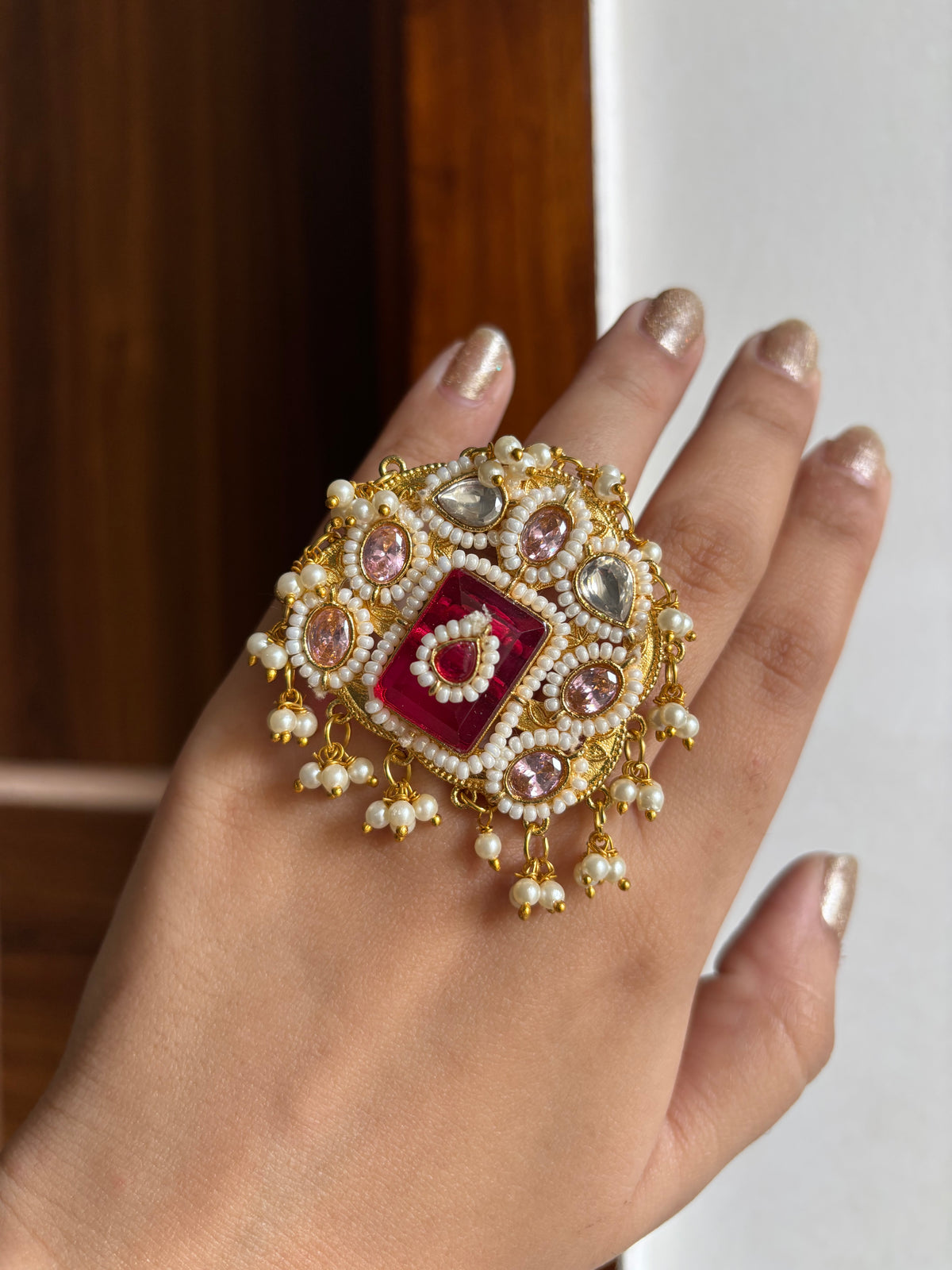 Tina Ruby Pink Adjustable Ring