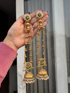 Heer Kashmiri Long Jhumkas Green