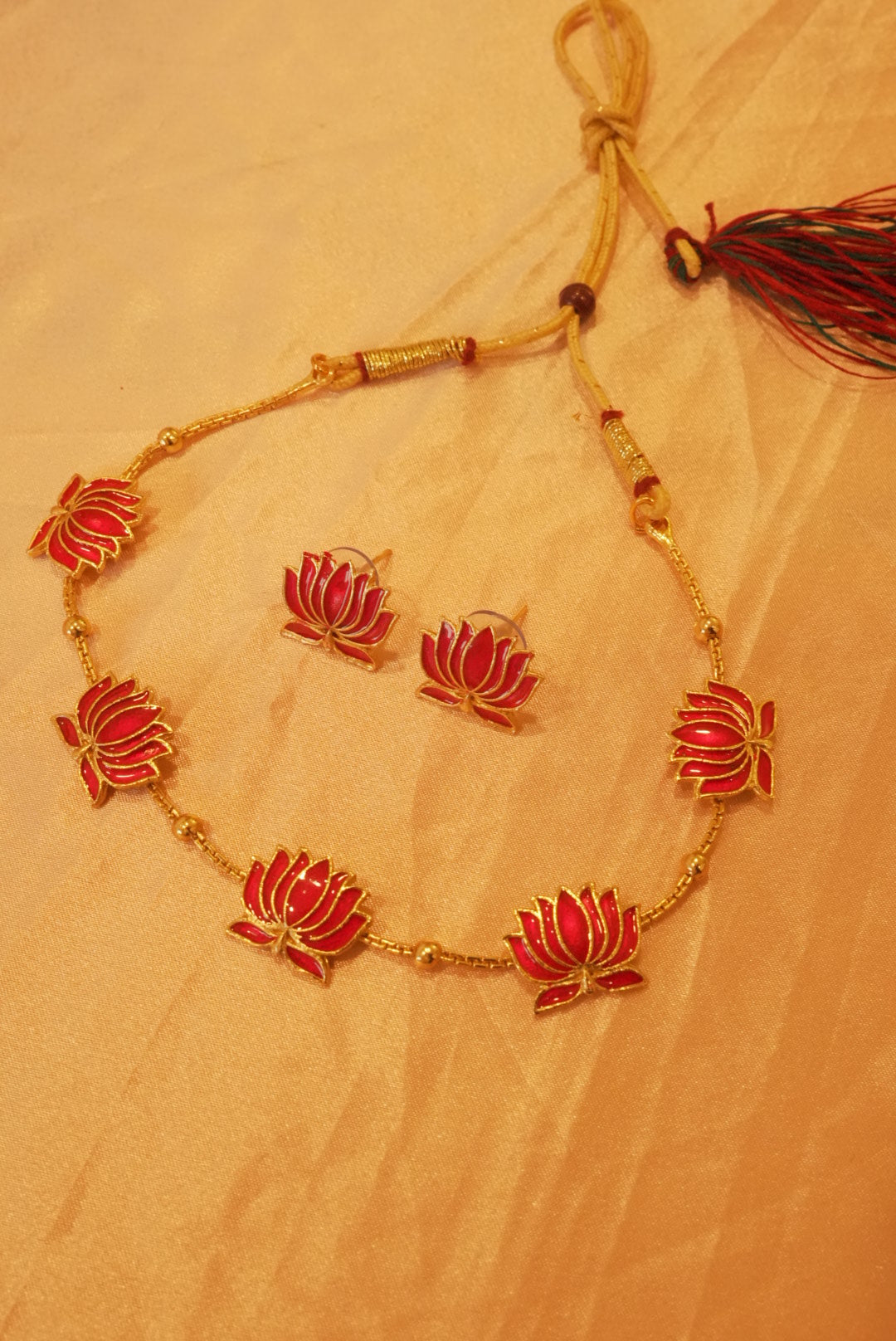 Pink Lotus Necklace With Stud