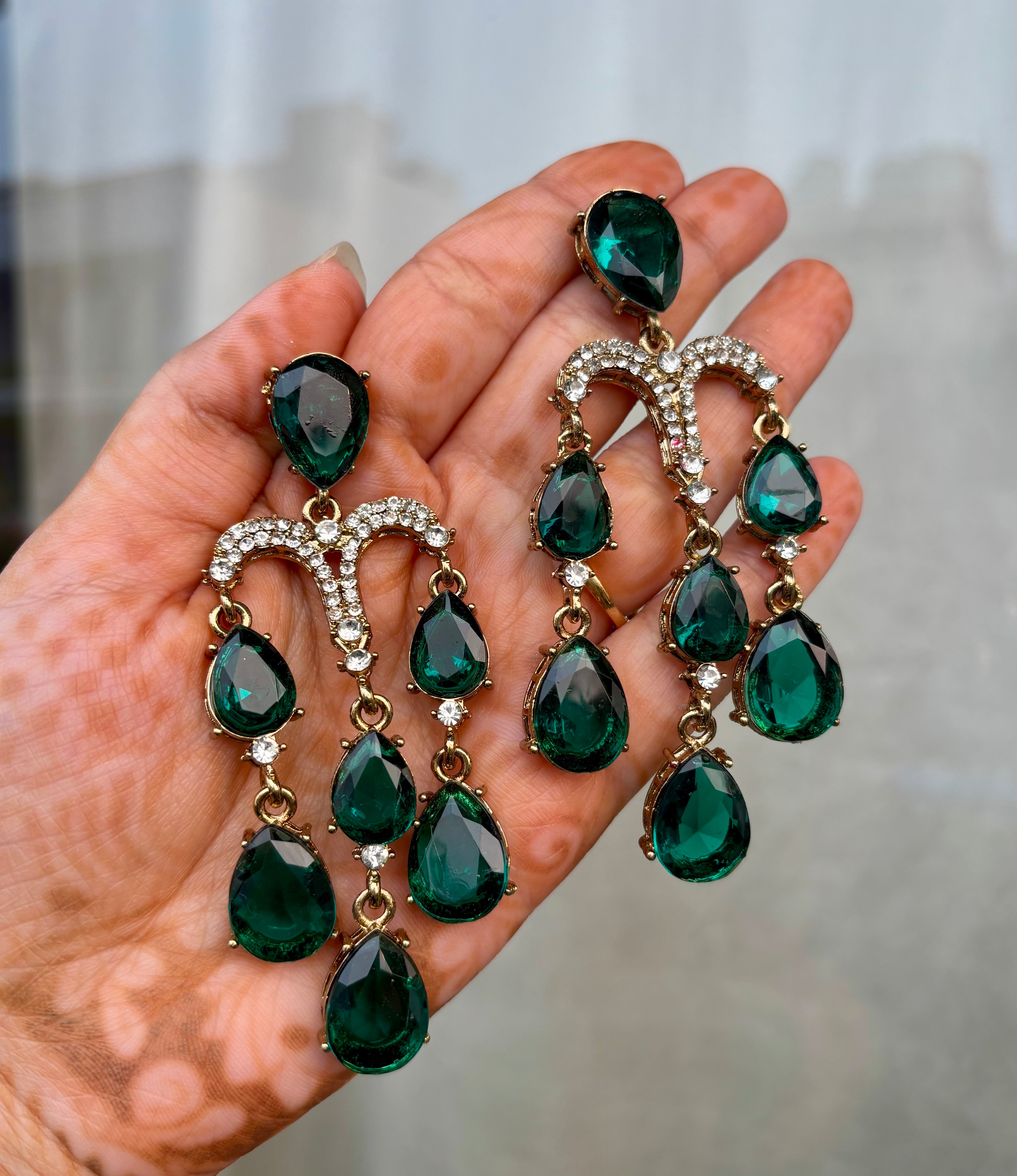 Emerald Crystal Drop Earrings