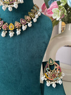 Premium Jadau Multi Necklace With Mang Tikka & Earrings