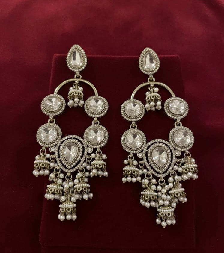 High Quality Designer Victorian Polki Dupe Long Earrings