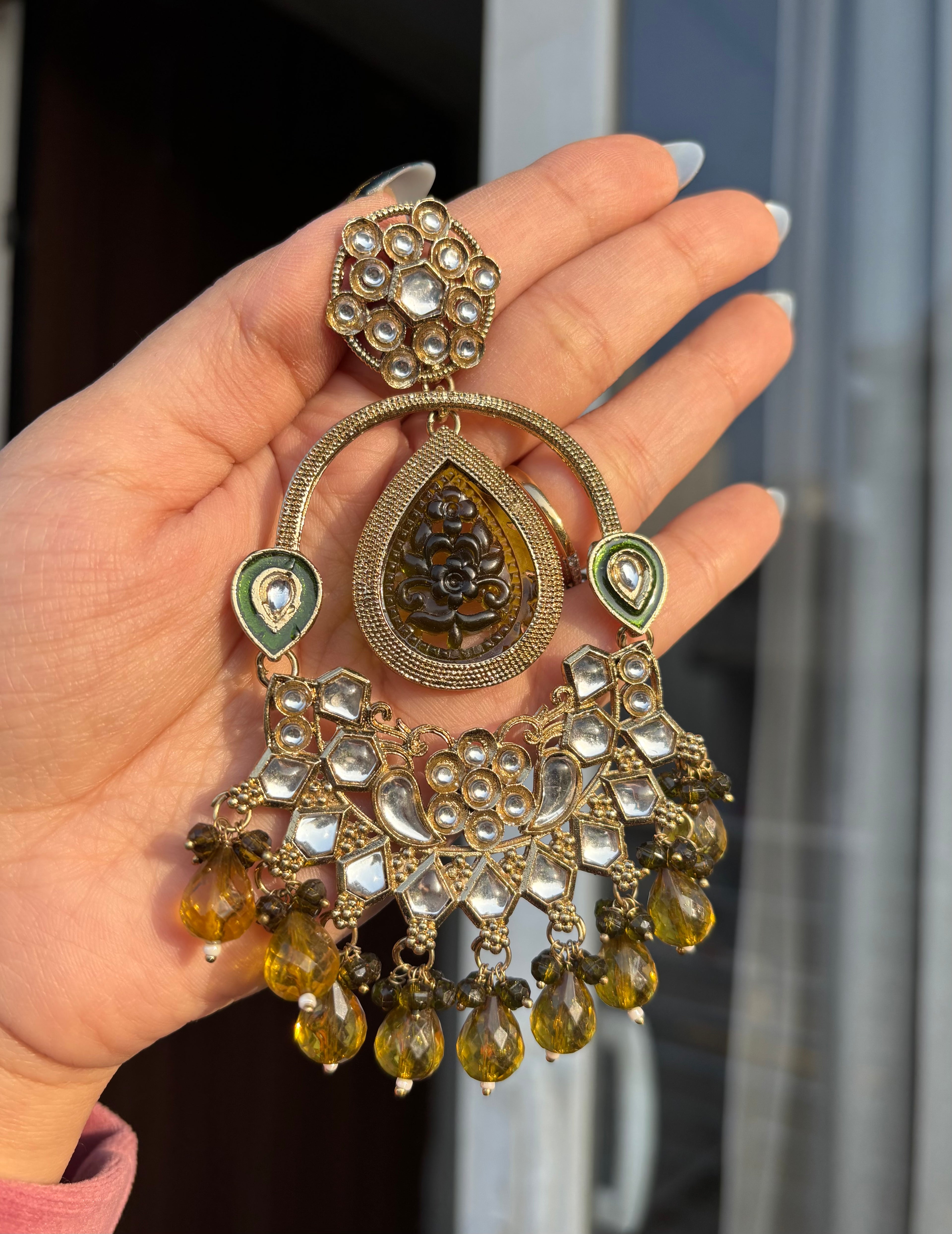 Olive Chandbali Earrings