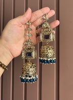 Champa Heavy Look Jhumkas With Sahara (Blue)