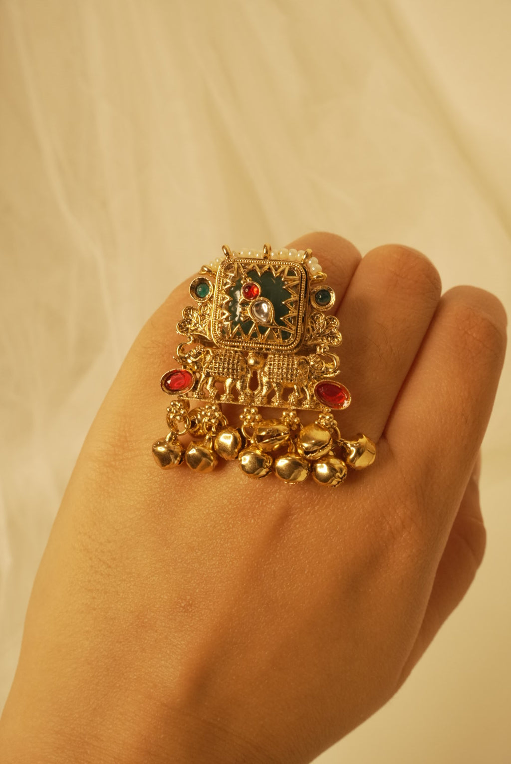 Pihu Adjustable Brass Ring