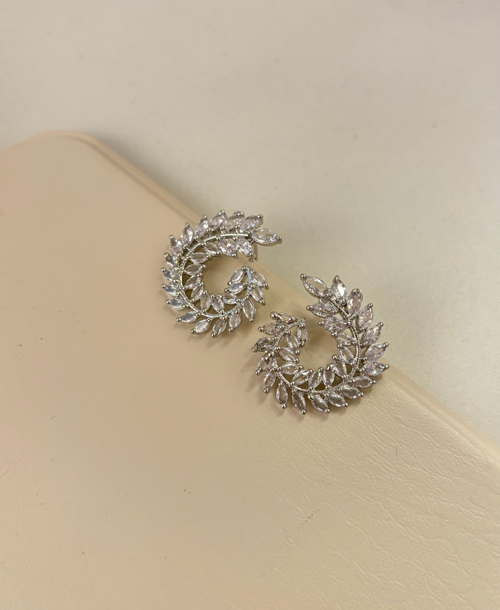 Round Leaf American Diamond Earrings