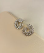 Round Leaf American Diamond Earrings