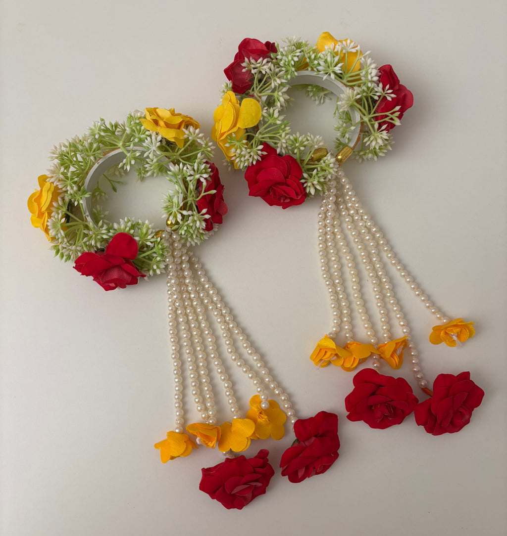Floral Kaleera (Yellow/Dark Pink) Adjustable Size