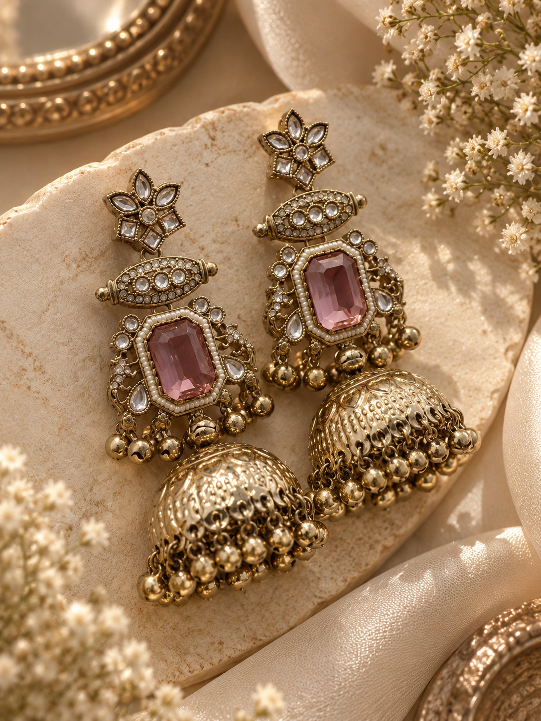 Kohinoor Lilac Kashmiri Jhumkas