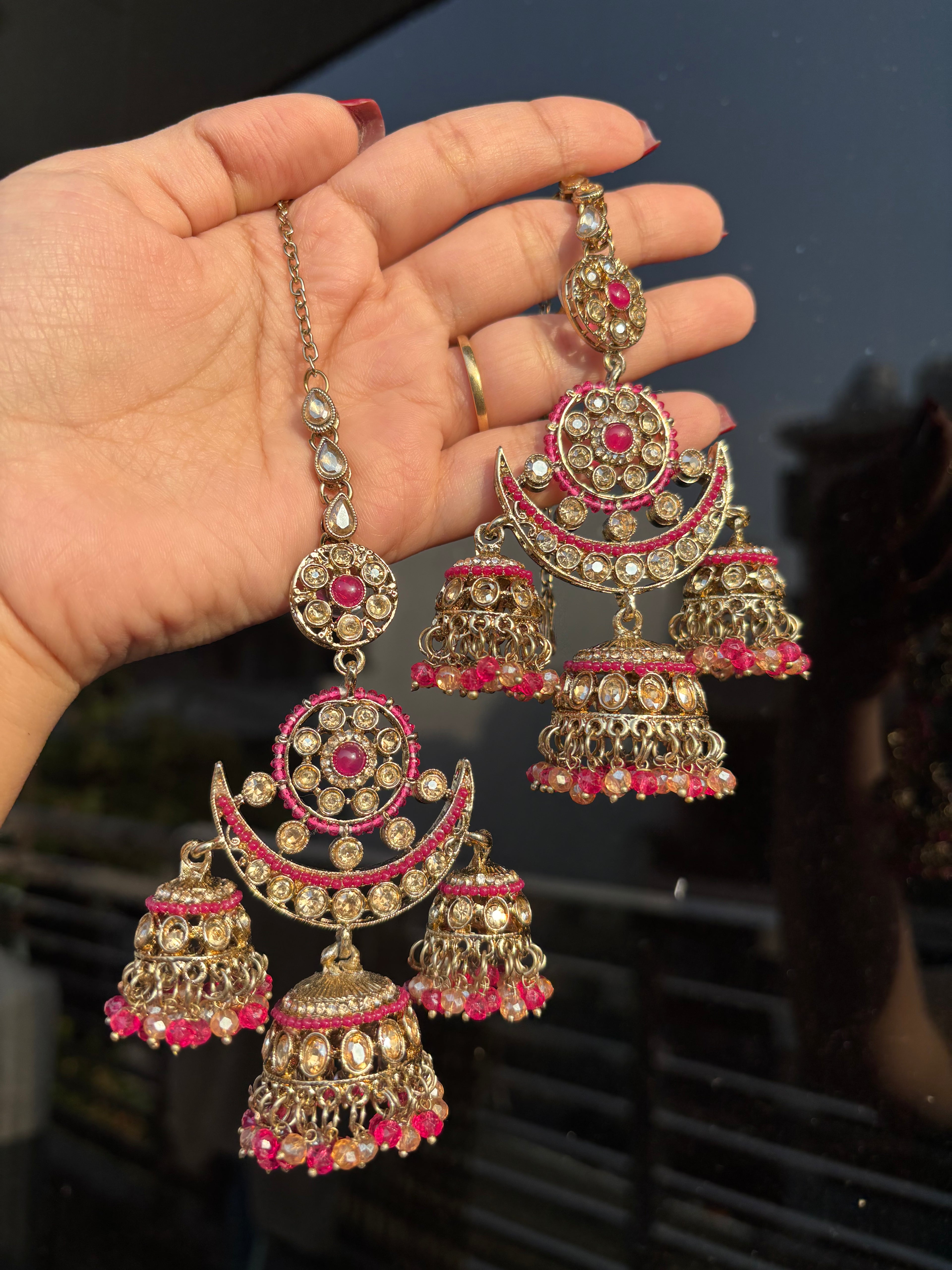 Dark Pink Deepika Inspired Earrings