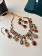 Princess Maya Multi Rose Drop Necklace With Earrings