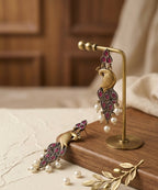 Ruby Peacock German Silver & Oxidised Touch Earrings