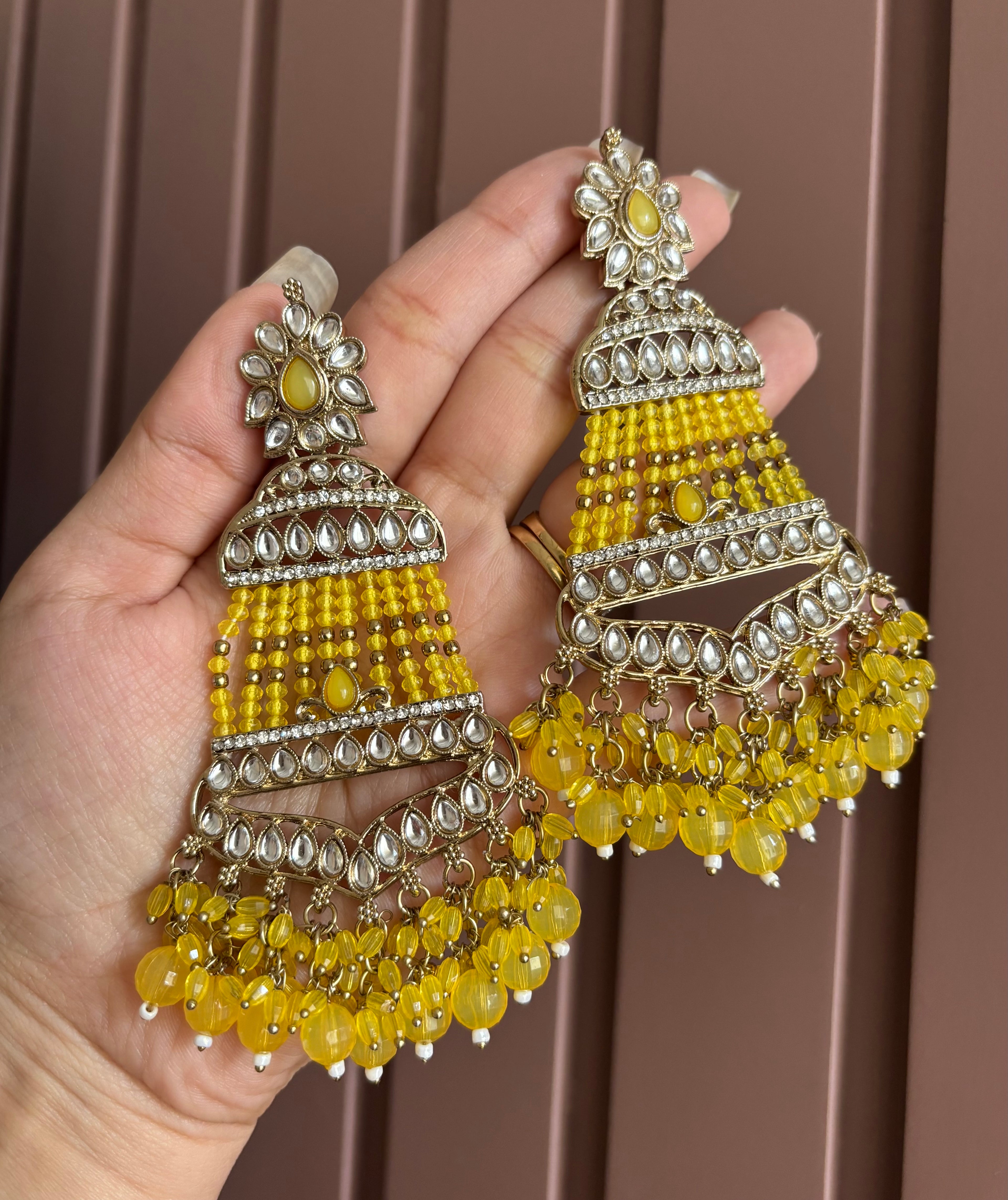 Tanisha Long Earrings (Yellow)