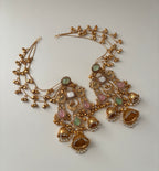 Vamika Long Kashmiri Earrings With Detachable Earchain (Pastel Shade)