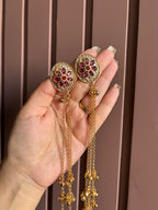 Wine Kashmiri Long Earrings