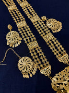 Gold Look Like Long Rani Haar With Mang Tikka & Earrings