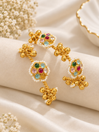 3 Flower Brass Kashmiri Ghungroo Adjustable Bangles (Multi)